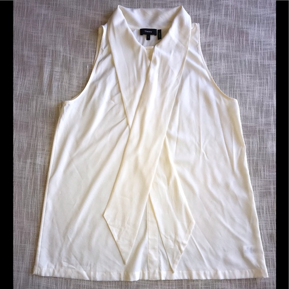 Theory Draped Tie-Neck Sleeveless Shirt - Picture 2 of 5